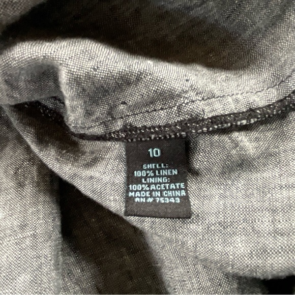 Cynthia Rowley Dress Grey Linen Ruffle Hem Sleeveless Midi Size 10 - Picture 9 of 11